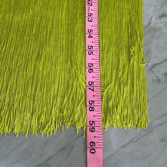 Alice + Olivia STEPH SCOOP NECK FRINGE DRESS in citron size 8 NWT - Picture 9 of 11